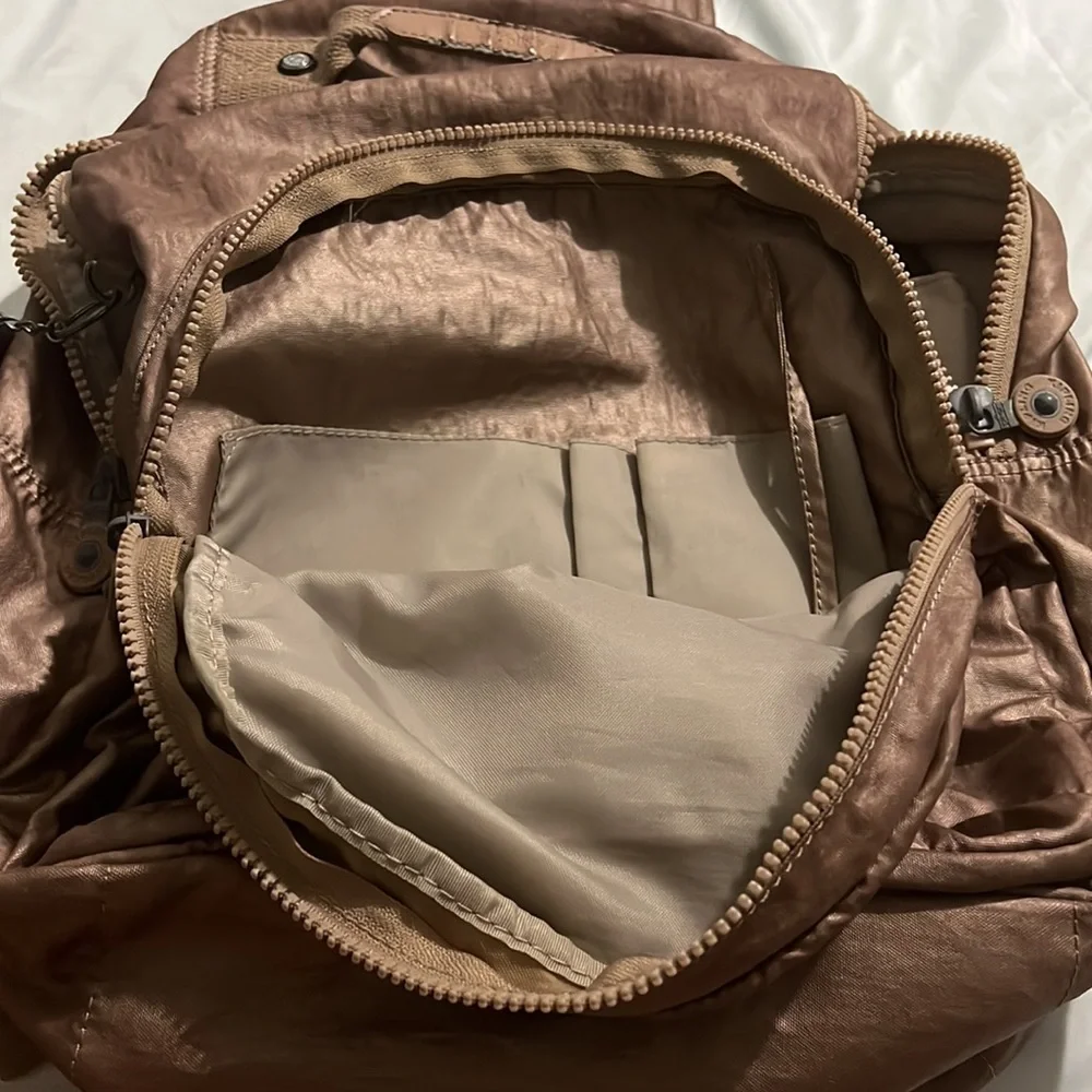 Kipling Gold Backpack + Pencil Bag